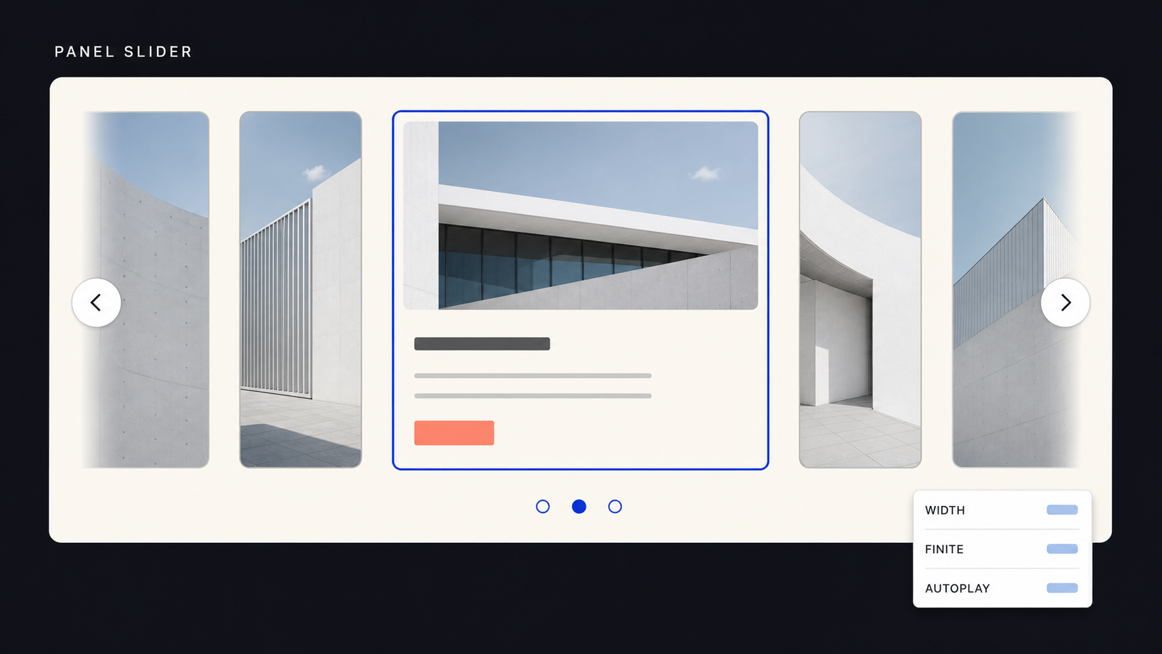 Panel Slider с настройками Width, Finite и Autoplay